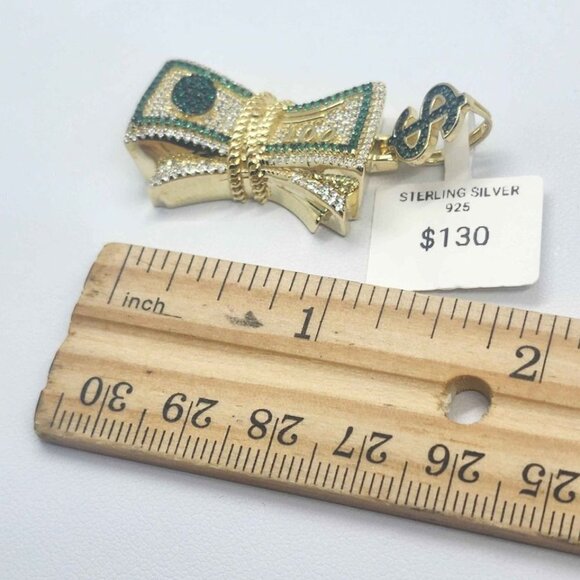 BRAND NEW Sterling Silver 925 with cubic zirconia stones 100 $ Bill Pendant - Picture 4 of 4